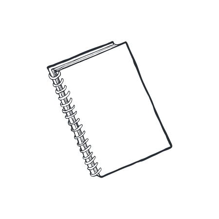 Hand drawn notebook isolated on white background. Copybook sketch vector illustration.のイラスト素材