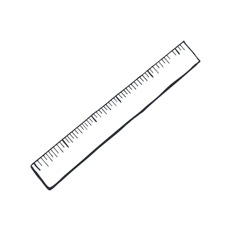 Hand drawn straight ruler sketch isolated on white background. Vector illustration.のイラスト素材