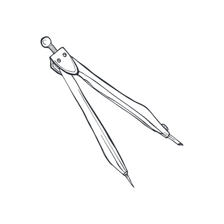 Hand drawn compass sketch isolated on white background. Vector illustration.のイラスト素材