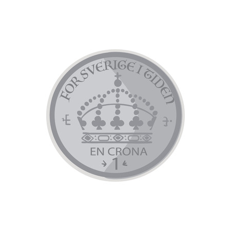 Sweden coin symbol vector illustration.  Swedish one crown icon isolated on white background.のイラスト素材