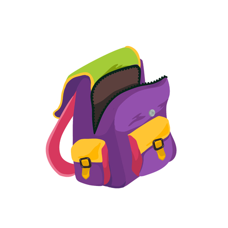 Flat school backpack isolated on white background. Vector illustration.のイラスト素材
