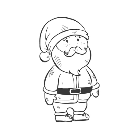 Santa Claus  illustration isolated on white background. Hand drawn Christmas symbol. Doodle style.のイラスト素材
