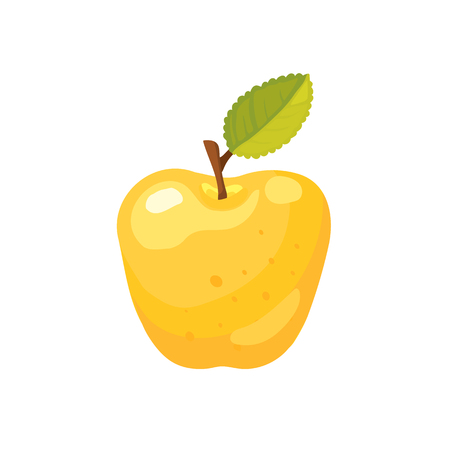 Ripe yellow apple isolated on white background.のイラスト素材