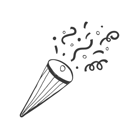 Christmas cracker illustration isolated on white background. Hand drawn Christmas symbol. Doodle style.のイラスト素材