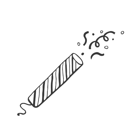 Christmas cracker illustration isolated on white background. Hand drawn Christmas symbol. Doodle style.のイラスト素材
