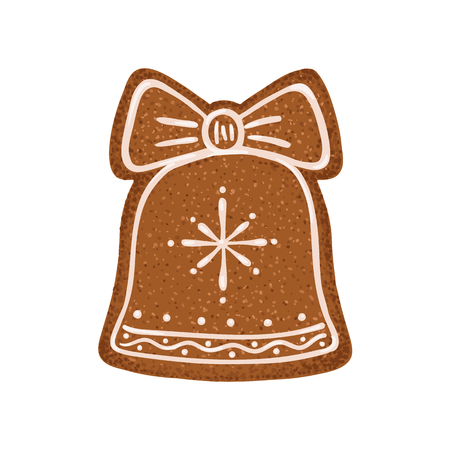Christmas ginger bread vector illustration isolated on white background. Gingerbread bell.のイラスト素材