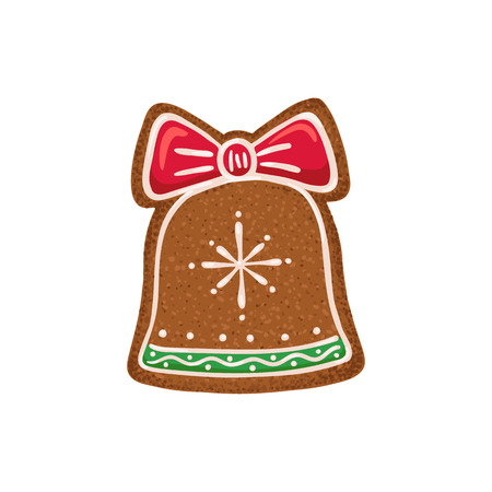 Christmas ginger bread vector illustration isolated on white background. Gingerbread bell.のイラスト素材