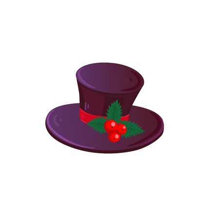 Christmas classic cylinder hat vector illustraton isolated on white background.のイラスト素材