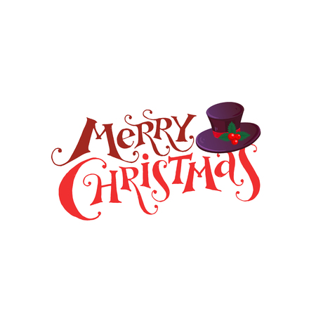 Merry Christmas lettering in modern style isolated on white background.のイラスト素材