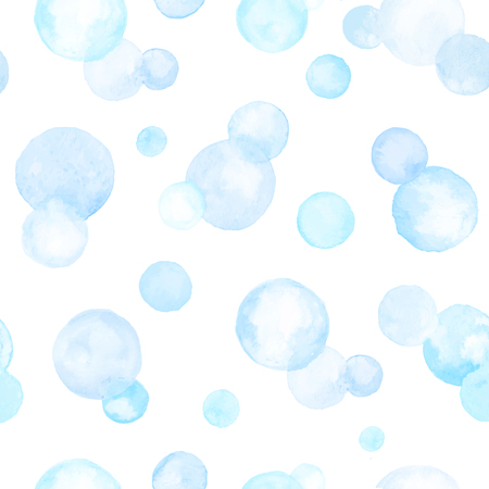 Watercolor texture. Aquarelle circles in pastel colors. Seamless pattern. Watercolor blue and golden spots isolated on white background.のイラスト素材