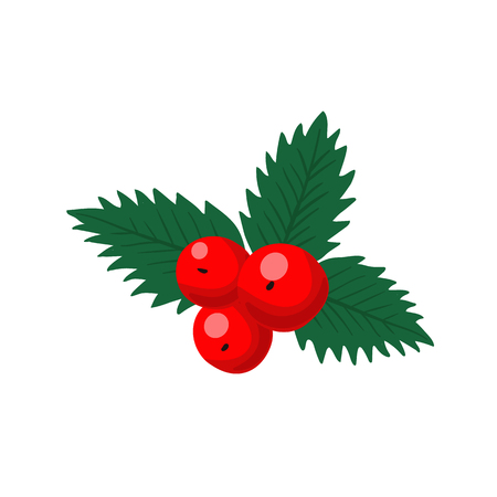 Holly berry vector illustration isolated on white background. Christmas berry icon.のイラスト素材