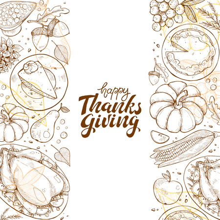 Happy thanksgiving day greeting card template.のイラスト素材