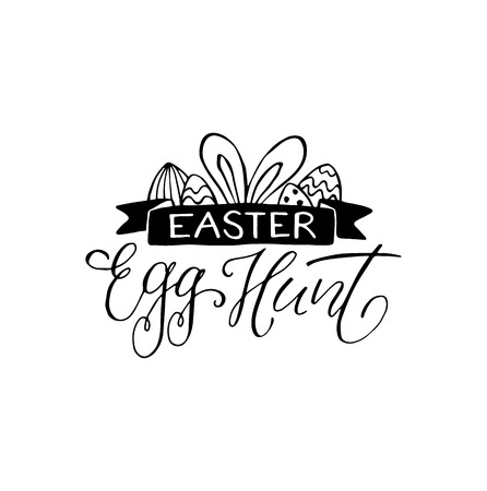 Hand written Easter phrase. Greeting card text template  isolated on white background. Happy easter lettering in modern calligraphy style.のイラスト素材