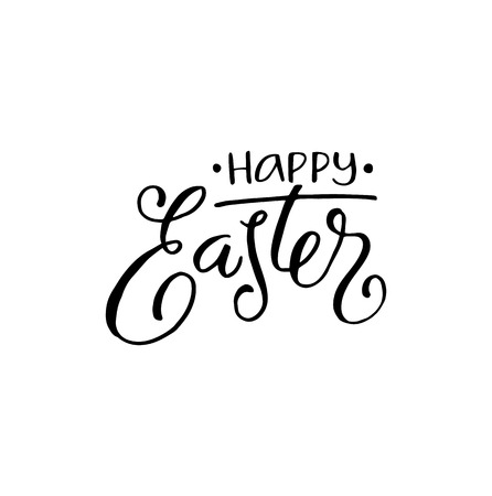 Hand written Easter phrase. Greeting card text template  isolated on white background. Happy easter lettering in modern calligraphy style.のイラスト素材