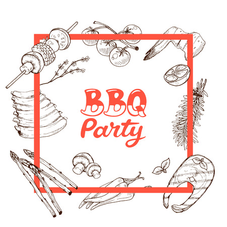 bbq and grill bannerのイラスト素材