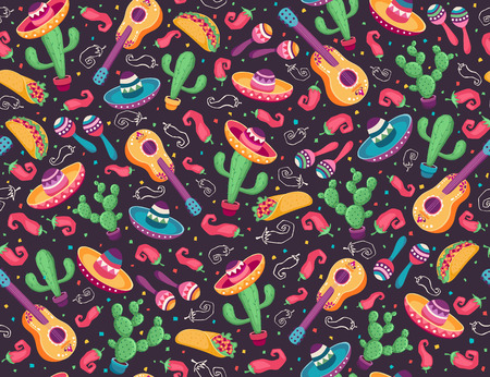 mexican seamless patternのイラスト素材