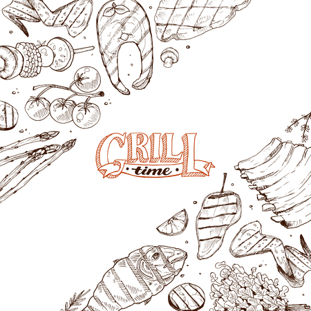 bbq and grill bannerのイラスト素材