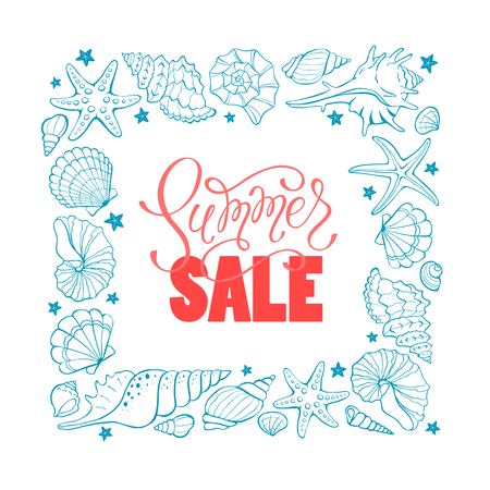 sea shells frame vector  illustrationのイラスト素材