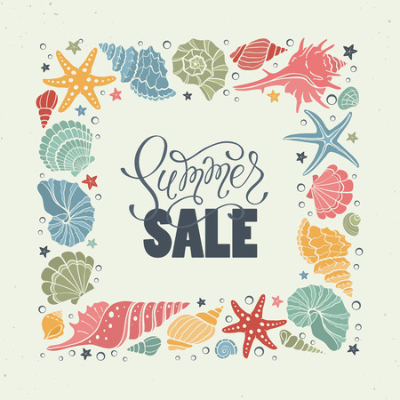 sea shells summer sale illustrationのイラスト素材