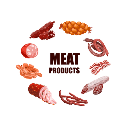 Meat Products Set Vector Illustrationのイラスト素材