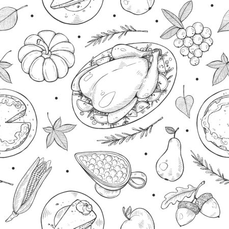 Thanksgiving Seamless Patternのイラスト素材