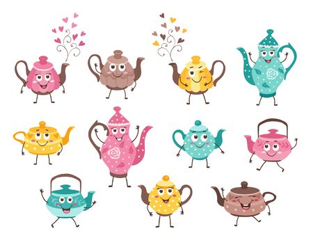 teapots funny charactersのイラスト素材