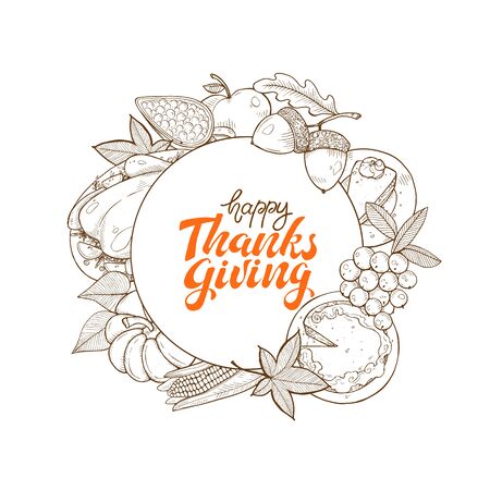 Thanksgiving vintage poster vectorのイラスト素材