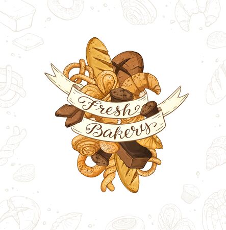 Fresh Bread Poster Vector Ilustrationのイラスト素材