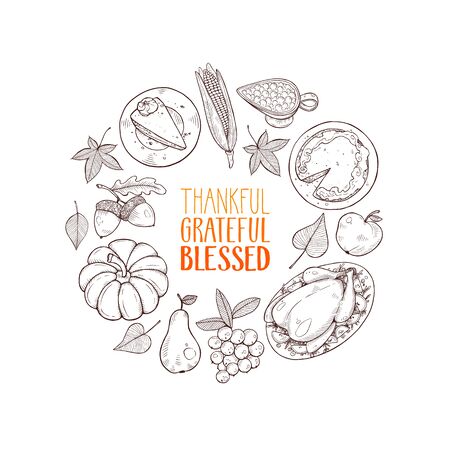 happy thanksgiving greeting cardのイラスト素材