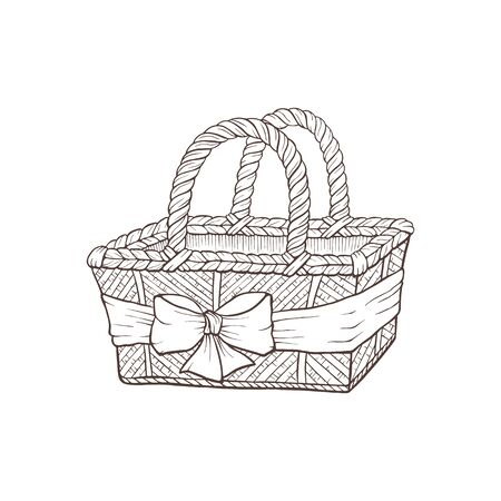 hand drawn basket vector illustrationのイラスト素材