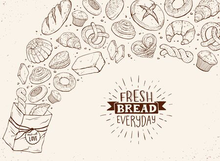 Fresh Bread Poster Vector Ilustrationのイラスト素材