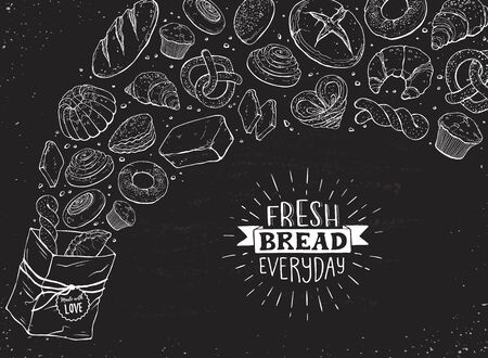 Fresh Bread Poster Vector Ilustrationのイラスト素材