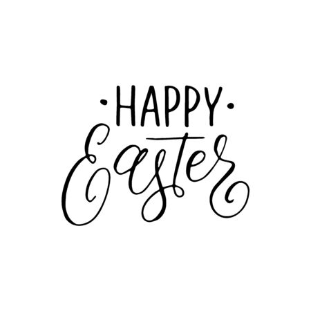 Happy Easter text vector. Hand drawn Easter typography for greeting cards isolated on white background.のイラスト素材