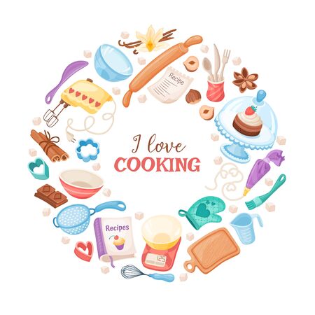 Cartoon baking vector bannerのイラスト素材