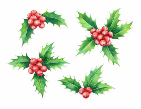 Holly Berry Illustrationの写真素材