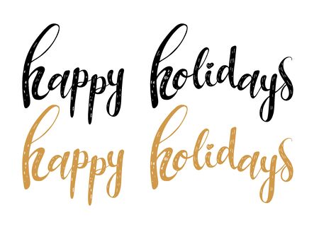 Warm Christmas holiday wish in black ink and gold. Perfect for postcardのイラスト素材