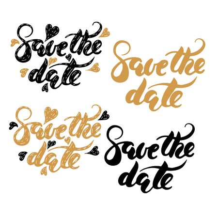 Save the date vector hand lettering card. Ink calligraphic romantic quoteのイラスト素材