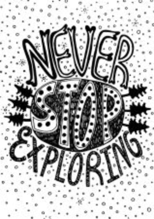 Never stop exploring hand letteringのイラスト素材