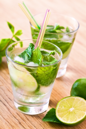 Mojito drink cocktail on the tableの写真素材