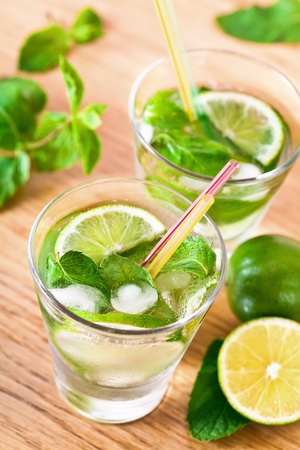 Mojito drink cocktail on the tableの写真素材