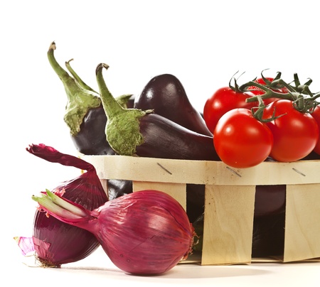 Fresh vegetables isolated on white backgroundの写真素材