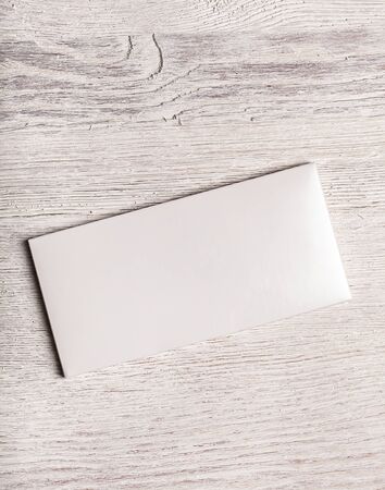Empty white chocolate bar package mockupの写真素材