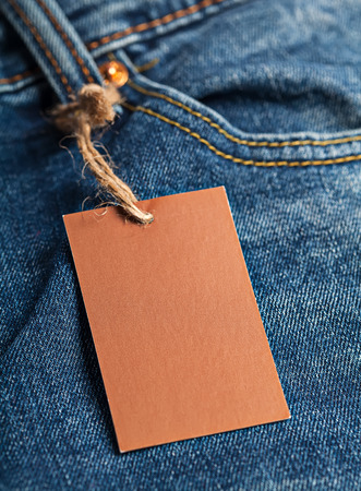 Cloth label tag blank brown mockupの写真素材