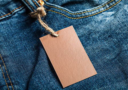 Cloth label tag blank brown mockupの写真素材