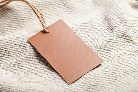 Cloth label tag blank brown mockupの写真素材