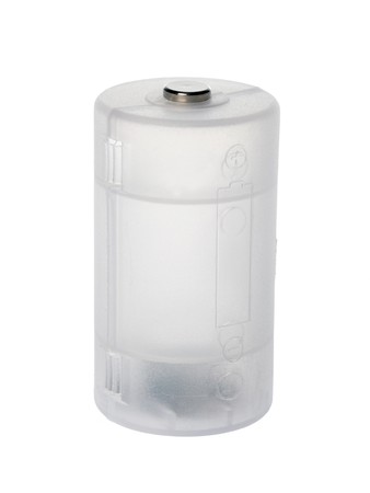 Plastic container for batteries isolated white background の写真素材