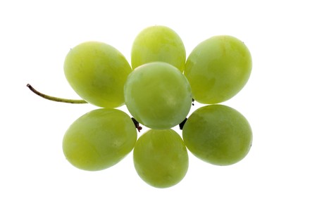 White grape cluster, isolated on white の写真素材