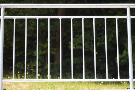 white steel fence railing outdoorの写真素材