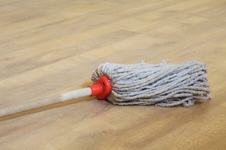 Mop in the room plank flooringの写真素材