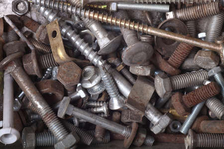 Industrial steel hardware bolts background